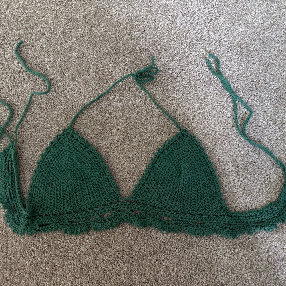 Green Crochet Halter Top
